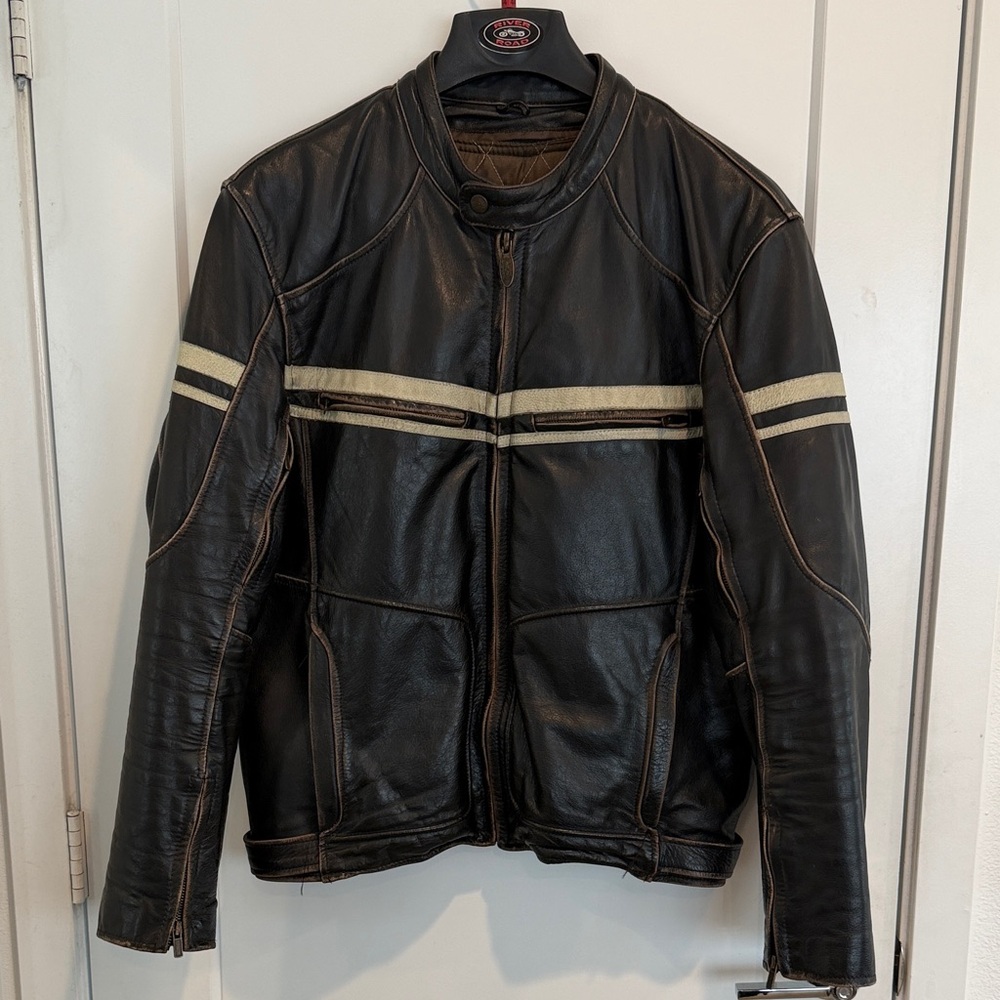 River Road Men’s Large Leather Motorcycle Jacket
